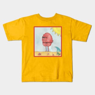 Cheeky Beach Monster Art Print - Playful Summer Decor Kids T-Shirt